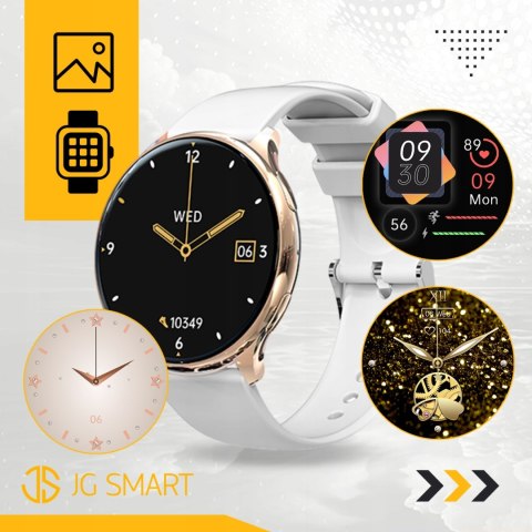 Damski Smartwatch Różowe Złoto 4 Wymienne Paski, Polskie Menu Monitor Cykli