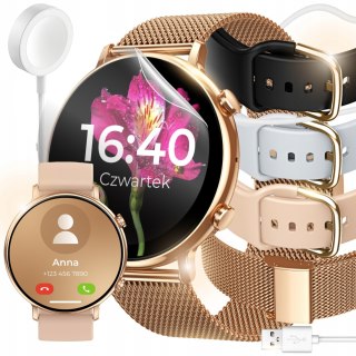 Smartwatch Damski Polski 280Mah 4 Paski: Rozmowy I Powiadomienia, Sport