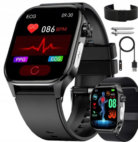Smartwatch Męski Ekg, Ciśnieniomierz, Pomiar Glukozy, Tętna I Ciśnienia