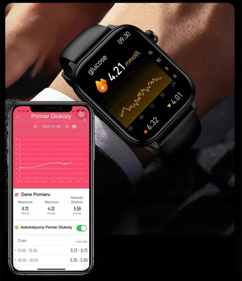 Smartwatch Męski Ekg, Ciśnieniomierz, Pomiar Glukozy, Tętna I Ciśnienia