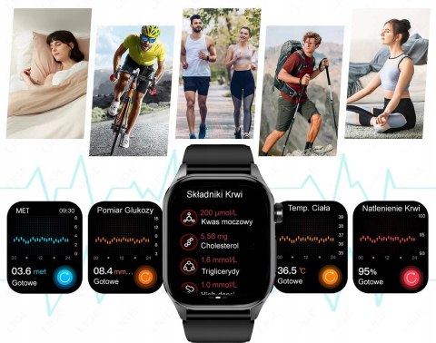 Smartwatch Męski Ekg, Ciśnieniomierz, Pomiar Glukozy, Tętna I Ciśnienia