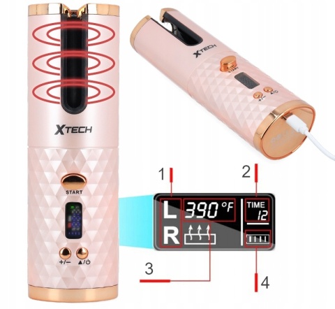Automatyczna lokówka XTech F680 z ceramiczną powłoką, różowe złoto