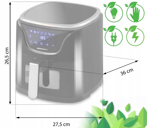 Frytkownica Beztłuszczowa Berdsen 5L 1500W, Szybkie Nagrzewanie, LED