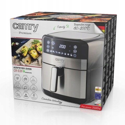 Frytkownica beztłuszczowa Camry CR63111 XXL 5L 2500W, 9 programów