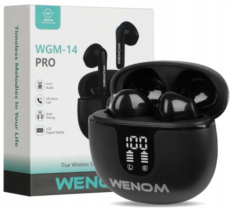 Słuchawki Bezprzewodowe Wenom WGM 14 PRO TWS - Idealne do Sportu i Gamingu