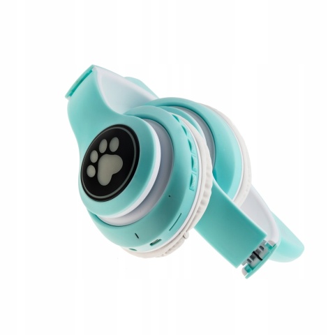 Słuchawki Bezprzewodowe z Kocimi Uszami B39 Bluetooth, FM, LED, Zielone