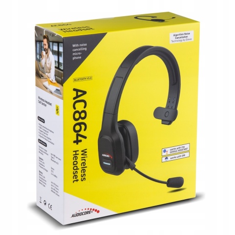 Słuchawki bezprzewodowe Audiocore AC864 z mikrofonem do call center