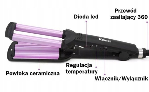 Wielofunkcyjna lokówka Kemei z ceramiczną powłoką, 200, szybkie nagrzewanie