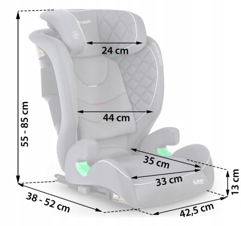 Fotelik Samochodowy Nukido Louis Isofix 15-36Kg 12-Stopniowa Reg.Zagłówka
