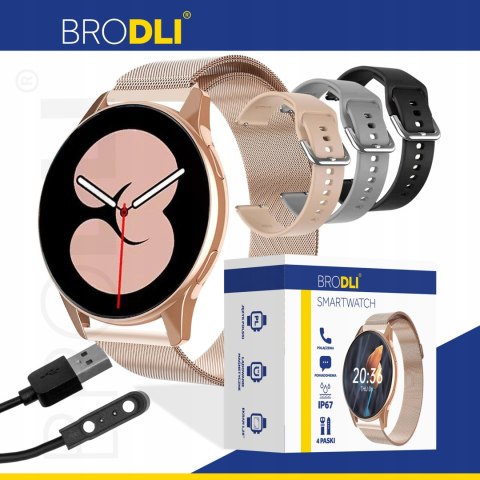 Smartwatch Damski Złoty 4 Paski, Rozmowy, Polskie Menu, Pomiar Ciśnienia