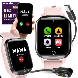 Zegarek Smartwatch Dla Dzieci Różowy: Karta Sim, Polskie Menu, 17 Gier