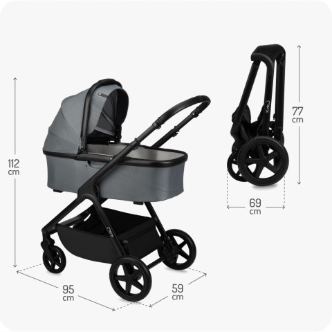 Wózek 2W1 Gondola I Spacerówka Momi Giselle Szary Z Adapterami I Torbą