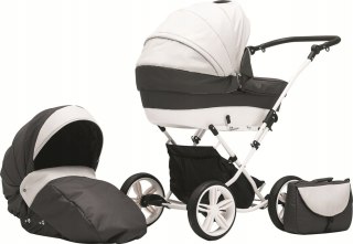 Wózek 3W1 Skórzanych Paskach Z Fotelik Isofix, 72 Kolorów, 5-Punktowe Pasy