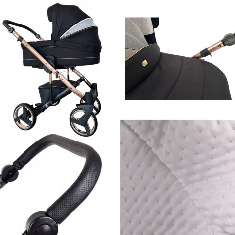 Wózek Dziecięcy 3W1 Aluminiowy Rose Gold 8,5Kg Z Amortyzacją I Hamulcem