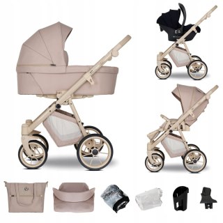 Wózek Dziecięcy 3W1 Eq Taupe Beżowy, Aluminiowy 8,8Kg, Gondola I Spacerówka