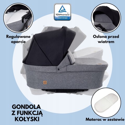 Wózek Dziecięcy 3W1 Ga.Ga.Dumi Boston - Gondola, Spacerówka, Fotelik TÜV