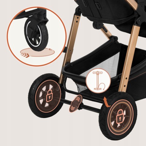 Wózek 3W1 Amber: Komfortowa Gondola, Nosidełko I-Size, Fotelik, Daszek Xxl