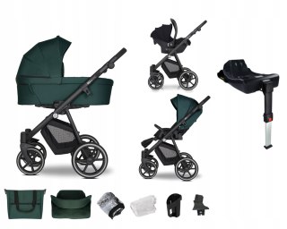 Wózek Dziecięcy 4W1 Emjot Eq2.0 Deep Green - Alominiowy, Isofix, Regulacja