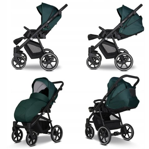 Wózek Dziecięcy 4W1 Emjot Eq2.0 Deep Green - Alominiowy, Isofix, Regulacja