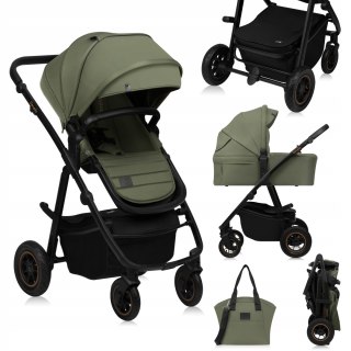 Wózek Spacerowy 2W1 Gondola Xxl I Spacerówka Premium Tkaniny Koła Terenowe
