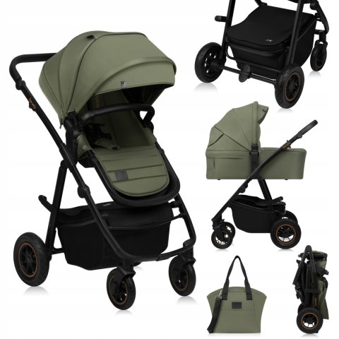 Wózek Spacerowy 2W1 Gondola Xxl I Spacerówka Premium Tkaniny Koła Terenowe