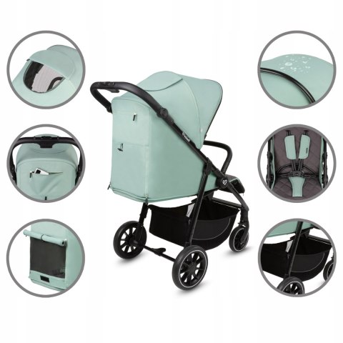 Wózek Spacerowy Kidwell Enzo 0-4 L. Budka Xxl, 5-Pas, Koła Amortyzowane