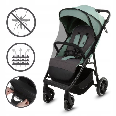 Wózek Spacerowy Kidwell Enzo 0-4 L. Budka Xxl, 5-Pas, Koła Amortyzowane