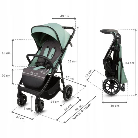 Wózek Spacerowy Kidwell Enzo 0-4 L. Budka Xxl, 5-Pas, Koła Amortyzowane