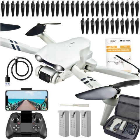 Dron Flypro10 Bezszczotkowy 2 Kamery Wifi Fpv 3X20min Lotu 2Km Zasięgu