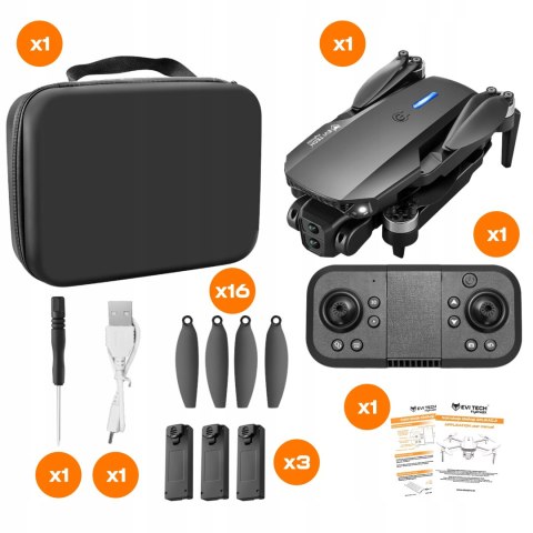 Dron Zabawka E100 Pro 2 Kamery Bezszczotkowe Wifi 3 Baterie 15-20Min Lotu