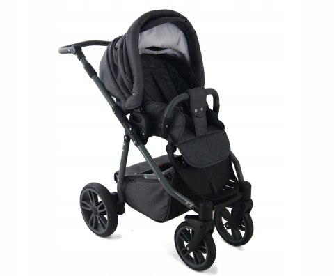 Krasnal Babyfil Wózek Dziecięcy 2W1 Ekoskóra+Len, Aluminiowy Stelaż, Uv 50+