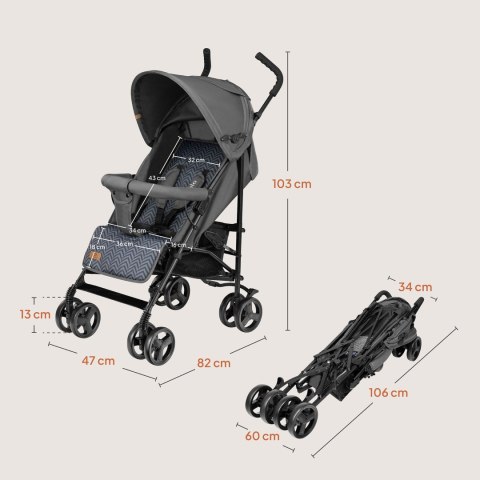 Wózek Spacerowy Lionelo Elia 6-36 Miesięcy 7Kg Kompaktowy Składany Hamulcem