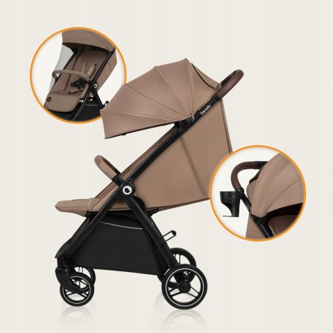 Wózek Spacerowy Lionelo Ingrid 6M-4L, Auto-Fold, Upf50+ Budka, 360° Koła