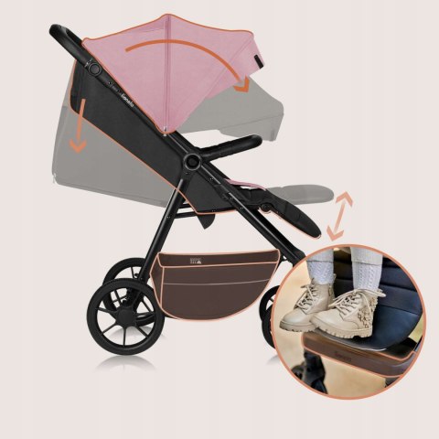Wózek Spacerowy Lionelo Mira 22Kg, Składany, Z Dużymi Kołami I Upf50+ Budką