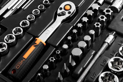 Neo Tools Zestaw Kluczy Nasadowych 233 Szt. 1/2, 3/8, 1/4 Crv Walizka