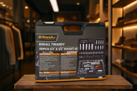 Riwall Twardy 110 El. Kluczy Nasadowych 1/2 & 1/4 Crv Walizka Narzędziowa
