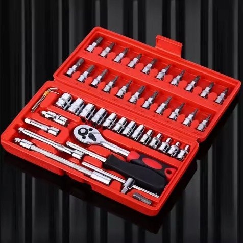 Zestaw Kluczy Nasadowych 46 El - Komplet: Grzechotka, Bity, Torx, Walizka