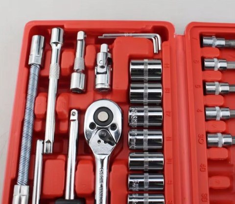 Zestaw Kluczy Nasadowych 46 El - Komplet: Grzechotka, Bity, Torx, Walizka