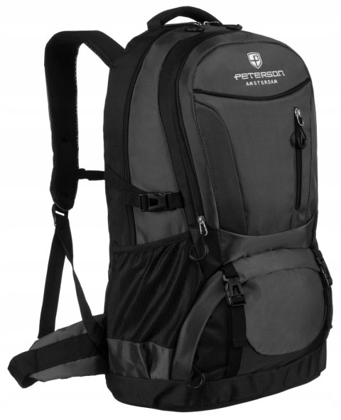 Plecak Podróżny Peterson 48L Ergonomiczny Turystyczny Sportowy Czarno-Szary