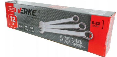 Satynowe Klucze Płasko-Oczkowe 12 Szt Din 3113, Chrome Vanadium, Verke