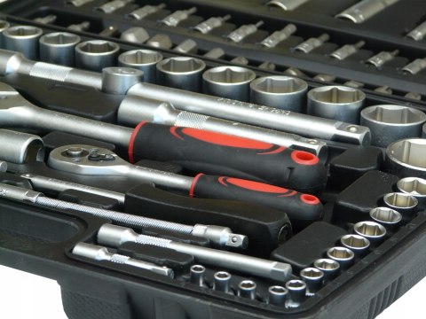 Zestaw Kluczy Nasadowych 108 Elementów Chrome Vanadium Do Serwisów I Garażu