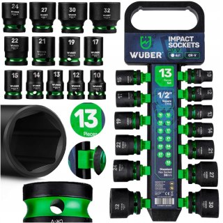 Zestaw Nasadek Udarowych 13 Szt. 1/2 Cr-V Wuber 10-32Mm 38Mm Do Warsztatu