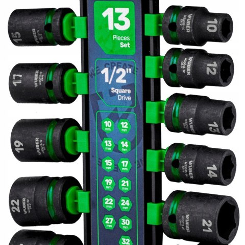 Zestaw Nasadek Udarowych 13 Szt. 1/2 Cr-V Wuber 10-32Mm 38Mm Do Warsztatu