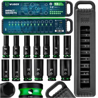 Zestaw Nasadek Udarowych Cr-V 13 Szt. 1/2 6-Kątne 10-32Mm Długie Z Walizką