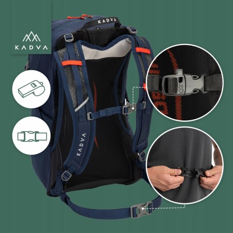 Plecak Kadva Aventura 22L - Trekking, Siatkowe Kieszenie, Pas Piersiowy