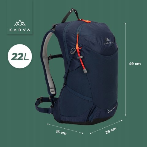 Plecak Kadva Aventura 22L - Trekking, Siatkowe Kieszenie, Pas Piersiowy