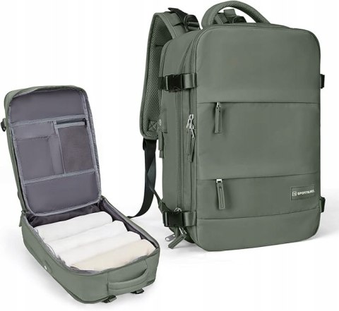 Plecak Podróżny Sport-Blast 40X25x20, Oliwkowy, Z Portem Usb I Kieszenią