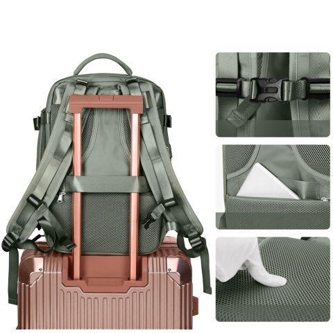 Plecak Podróżny Sport-Blast 40X25x20, Oliwkowy, Z Portem Usb I Kieszenią