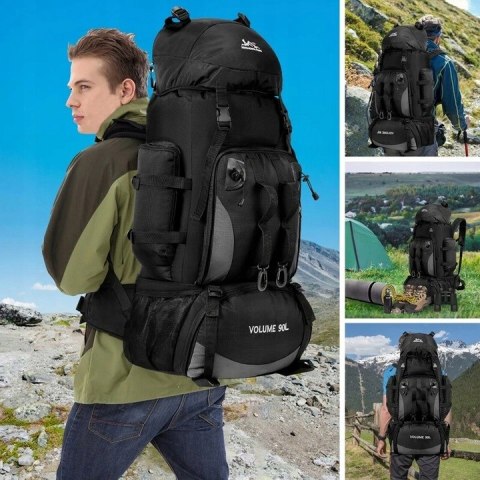 Plecak Taktyczny Wojskowy 90L Czarny Do Survivalu, Trekkingu, I Outdoor