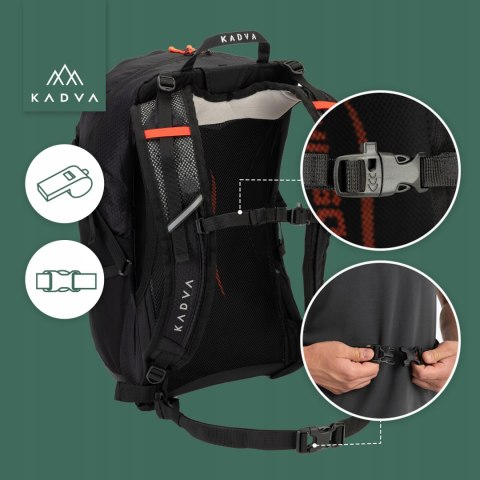 Plecak Turystyczny Kadva Aventura 22L Trekking - Kompaktowy, Odblaskowy, Hydrofobowy